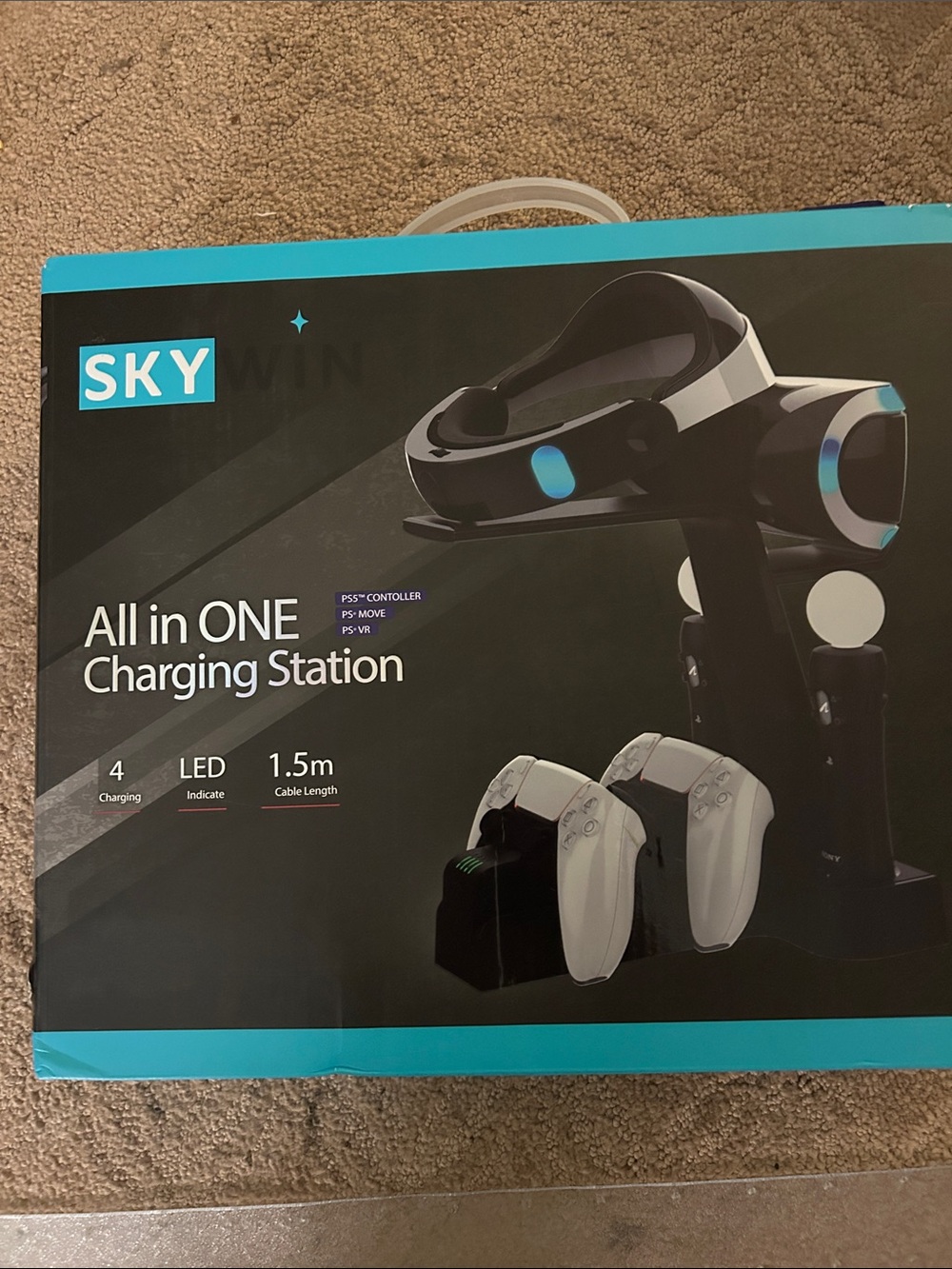 Sky All-in-One VR Charging Station - Black & White with Teal Accent